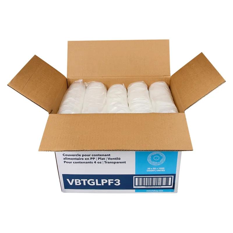 Victoria Bay Lid Flat PP Clear For 4 OZ Food Container Vented 48 Count/Pack 19 Packs/Case 1000 Count/Case