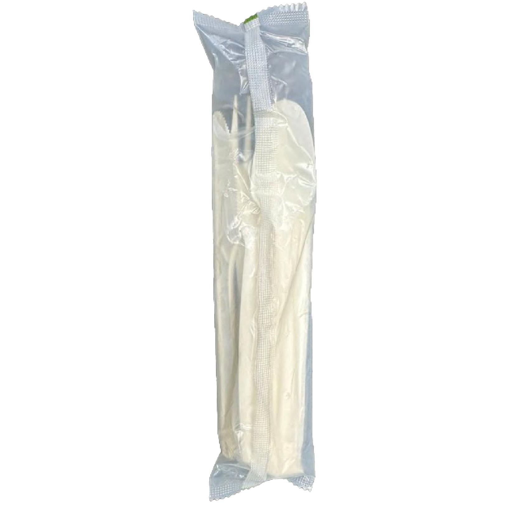 Victoria Bay Cutlery Kit CPLA White Heavyweight With Napkin,Fork,Knife,Teaspoon 200/Case