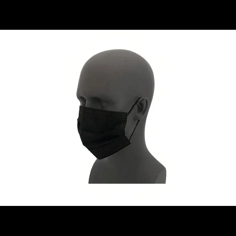 Mask Black Ear Loop Pleated 50/Box