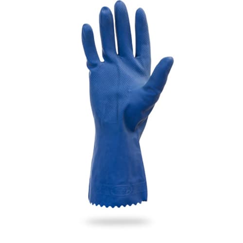 Safety Zone® Canner Gloves Small (SM) 12 IN Blue 18MIL Latex Chem Resist Pinked Cuffs Diamond Grip 12 Ct/Box 10 Box/Cs