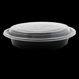Victoria Bay Take-Out Container Base & Lid Combo 16 OZ Plastic Black Clear Round Microwave Safe 150/Case
