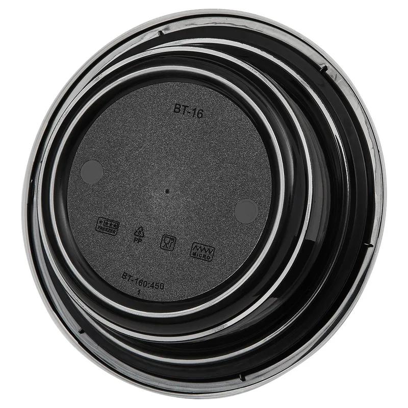 Victoria Bay Take-Out Container Base & Lid Combo 16 OZ Plastic Black Clear Round Microwave Safe 150/Case