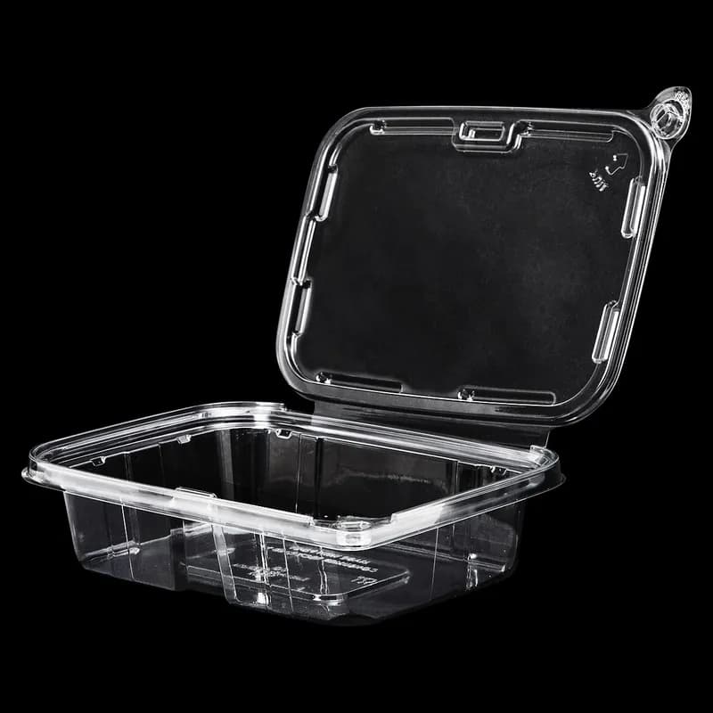 Victoria Bay Deli Container Hinged 20 OZ RPET Clear Tamper-Evident 100 Count/Pack 2 Packs/Case 200 Count/Case