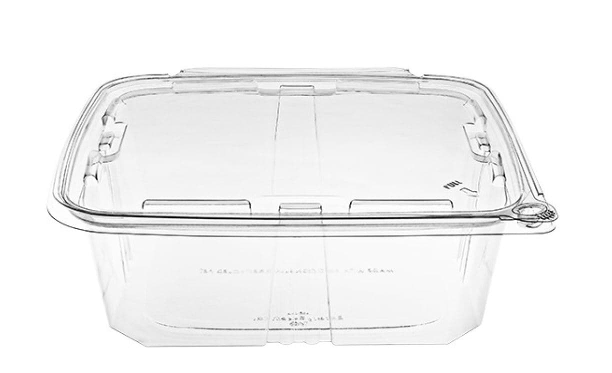 Victoria Bay Deli Container Hinged 64 OZ RPET Clear Tamper-Evident 82 Count/Pack 2 Packs/Case 164 Count/Case