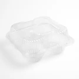 Muffin Hinged Container 4 Compartment RPET Clear 250/Case