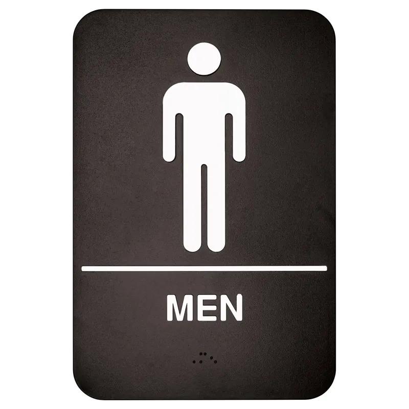 Men's Room Sign 6X9 IN Plastic White Black 1/Each