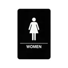 Women's Room Sign 6X9 IN Plastic White Black 1/Each