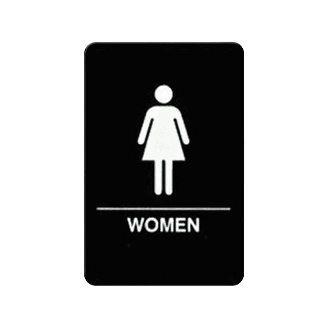 Women's Room Sign 6X9 IN Plastic White Black 1/Each