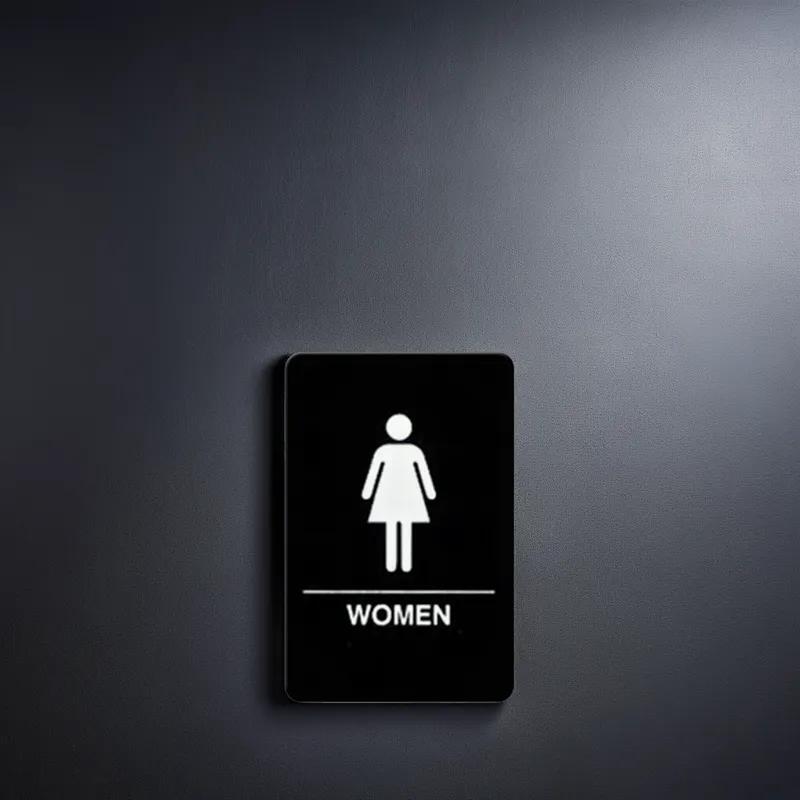 Women's Room Sign 6X9 IN Plastic White Black 1/Each