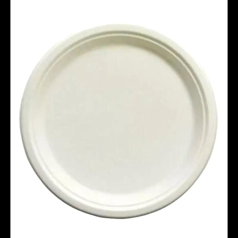 Empress Earth Plate 9 IN Sugarcane Natural Heavyweight 125 Count/Pack 4 Packs/Case 500 Count/Case