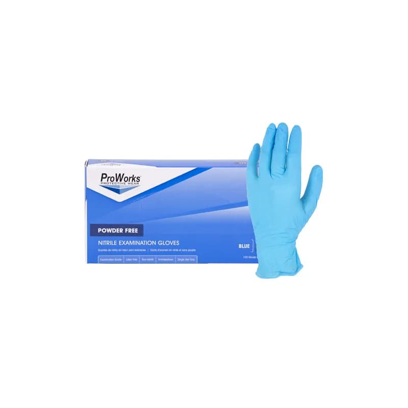 ProWorks® Examination Gloves XL Blue 4MIL Nitrile Disposable Powder-Free 100 Count/Box 10 Box/Case