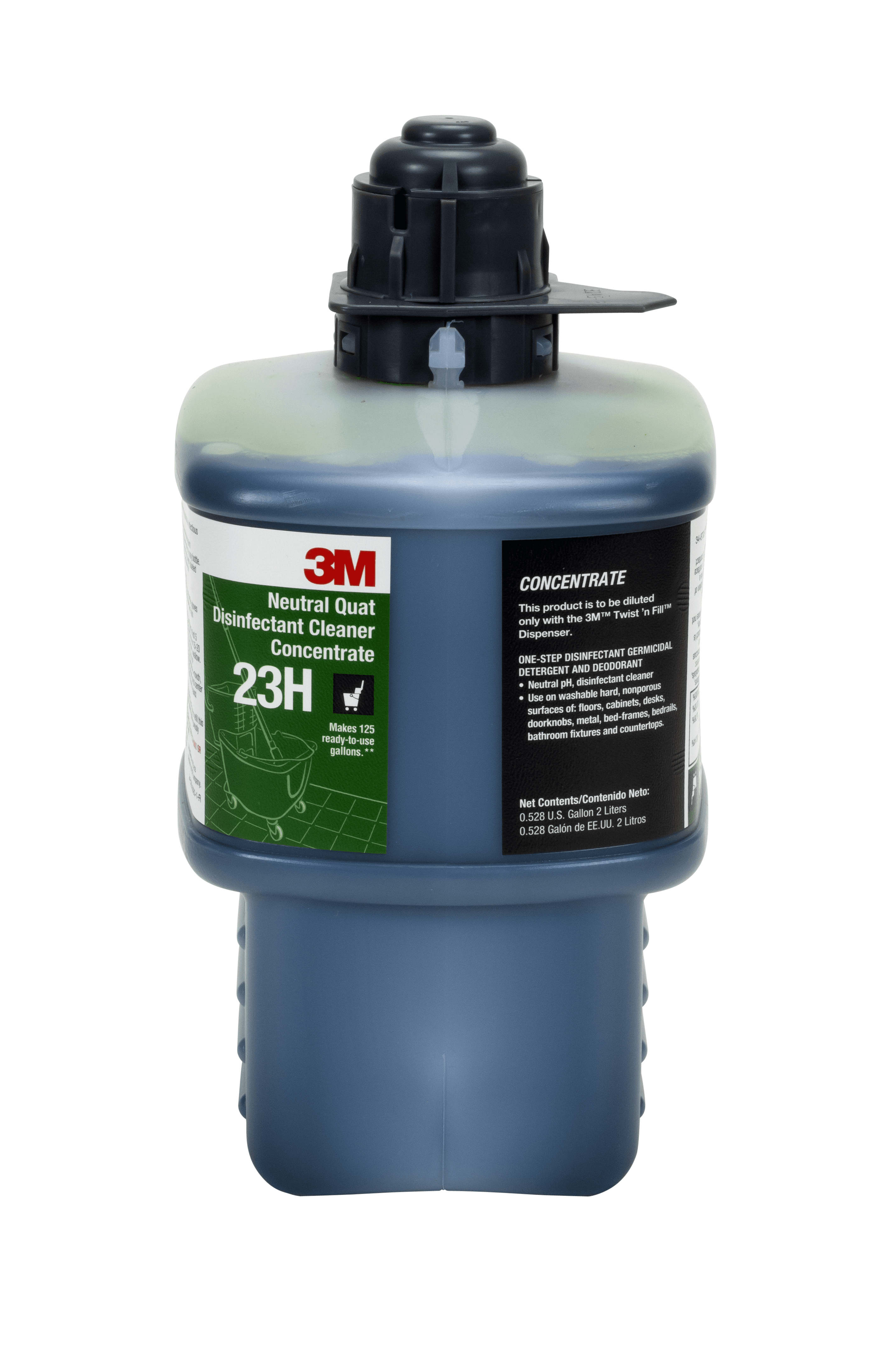 3M™ Twist 'n Fill™ 23H Disinfectant Cleaner 2 L Restroom Neutral No Rinse Concentrate Quaternary 1/Each