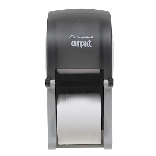 Compact® Toilet Paper Dispenser 6.5X6X13.5 IN Smoke Gray Coreless High Capacity Vertical 2-Roll 1/Each