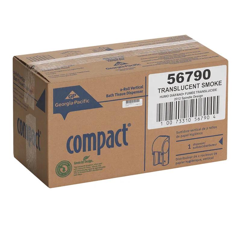 Compact® Toilet Paper Dispenser 6.5X6X13.5 IN Smoke Gray Coreless High Capacity Vertical 2-Roll 1/Each