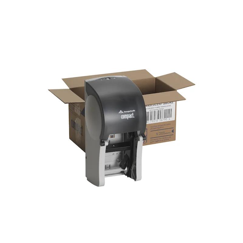 Compact® Toilet Paper Dispenser 6.5X6X13.5 IN Smoke Gray Coreless High Capacity Vertical 2-Roll 1/Each