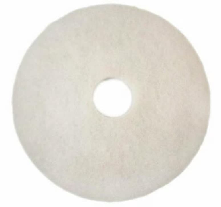Polishing Pad 20 IN White Polyester Fiber Low Speed For Most Floor Polishers Non-Woven 5/Case