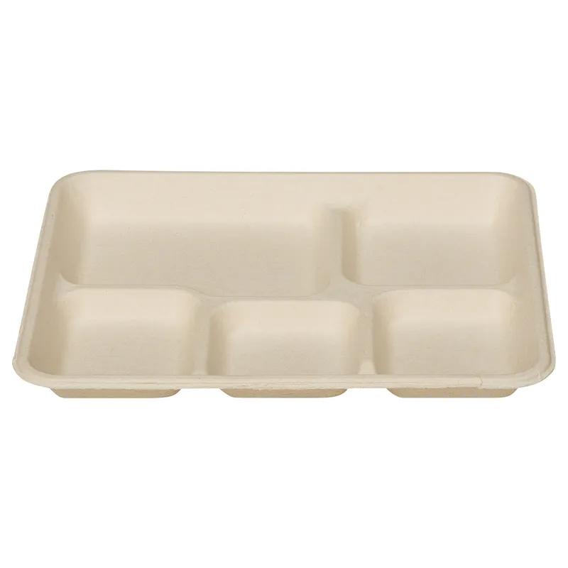 Victoria Bay Cafeteria & School Lunch Tray 10X8X1 IN 5 Compartment Pulp Fiber Natural 240/Case