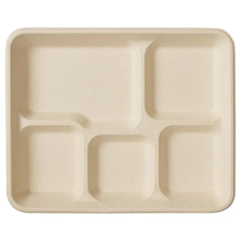 Victoria Bay Cafeteria & School Lunch Tray 10X8X1 IN 5 Compartment Pulp Fiber Natural 240/Case