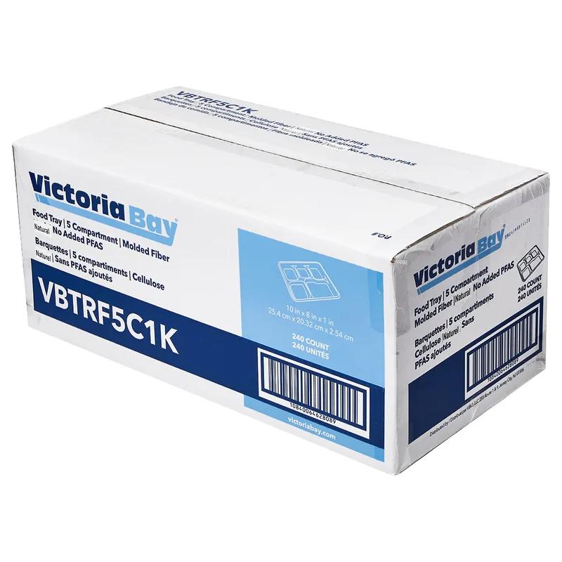 Victoria Bay Cafeteria & School Lunch Tray 10X8X1 IN 5 Compartment Pulp Fiber Natural 240/Case