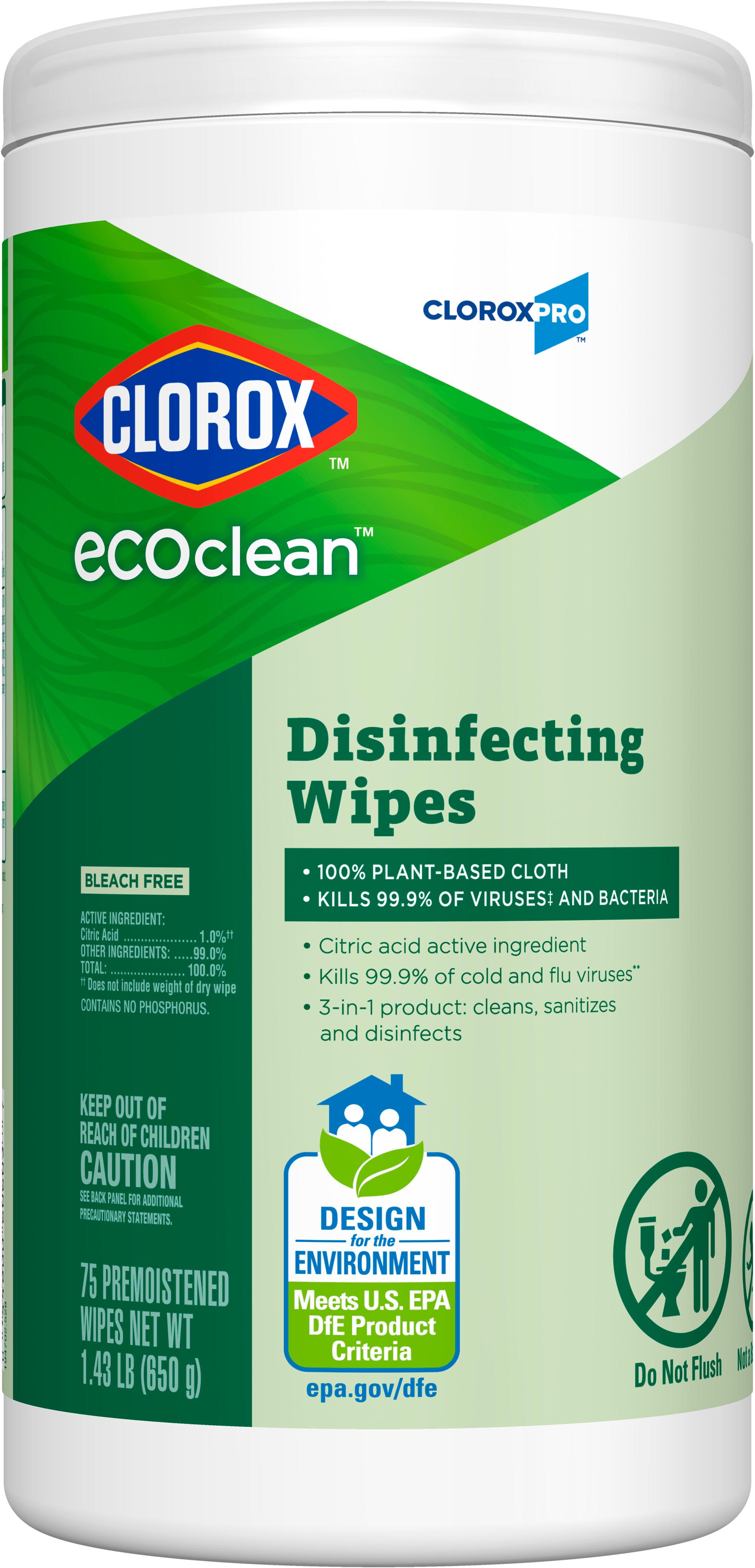Clorox® EcoClean™ Disinfectant Wipe 75 Count/Pack 6 Packs/Case