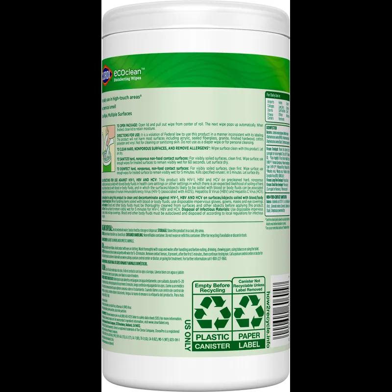 Clorox® EcoClean™ Disinfectant Wipe 75 Count/Pack 6 Packs/Case