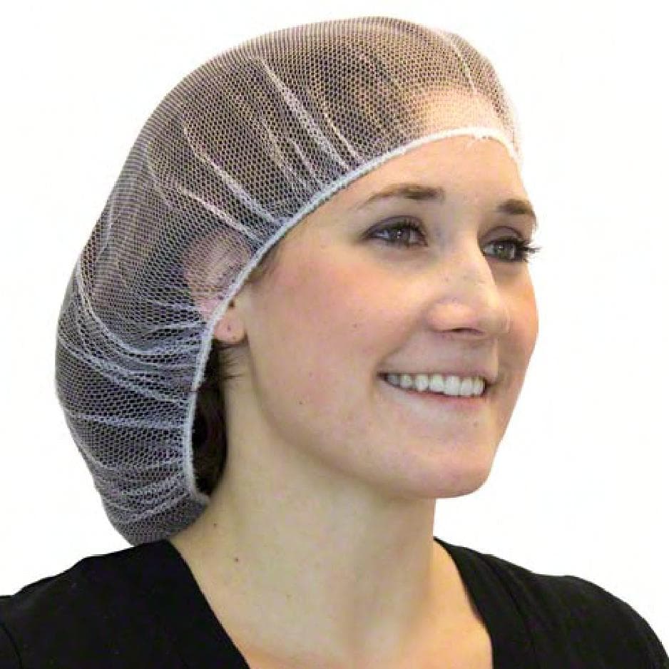 Safety Zone® Hairnet 18 IN White Heavyweight Polyester Mesh 100 Count/Bag 10 Bags/Case