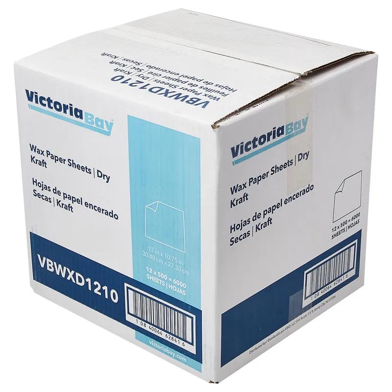 Victoria Bay Wax Paper 12X10.75 IN Dry Wax Paper Kraft 500 Count/Pack 12 Packs/Case 6000 Count/Case
