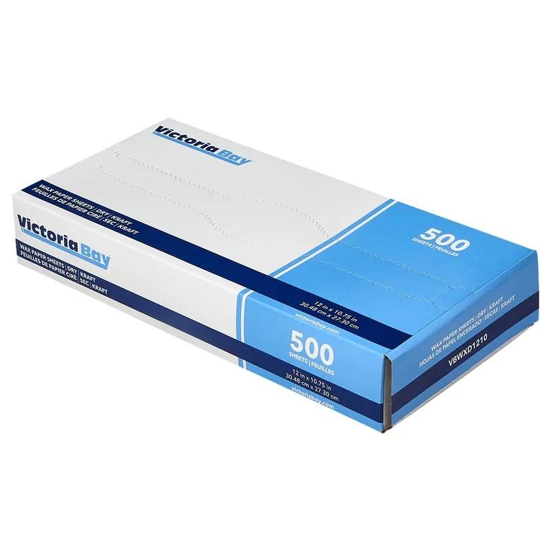 Victoria Bay Wax Paper 12X10.75 IN Dry Wax Paper Kraft 500 Count/Pack 12 Packs/Case 6000 Count/Case