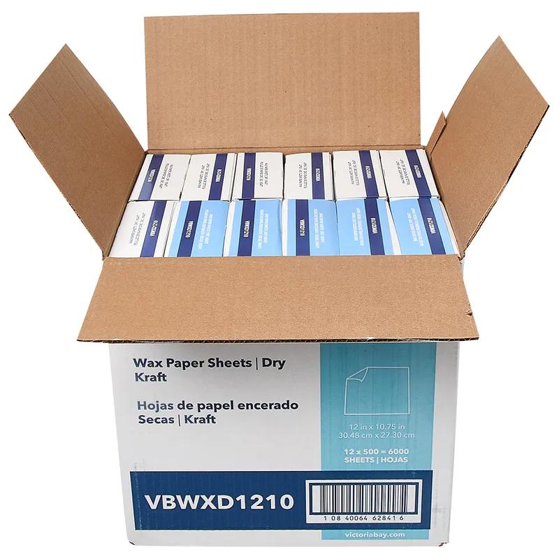Victoria Bay Wax Paper 12X10.75 IN Dry Wax Paper Kraft 500 Count/Pack 12 Packs/Case 6000 Count/Case