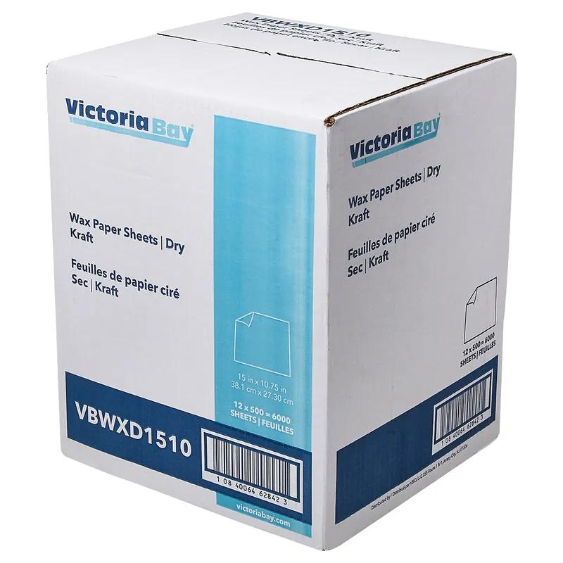 Victoria Bay Wax Paper 15X10.75 IN Kraft Dry 500 Sheets/Pack 12 Packs/Case 6000 Count/Case