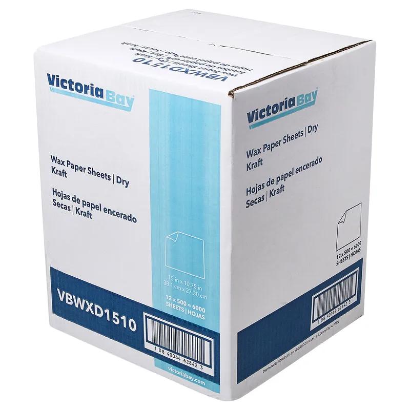 Victoria Bay Wax Paper 15X10.75 IN Kraft Dry 500 Sheets/Pack 12 Packs/Case 6000 Count/Case