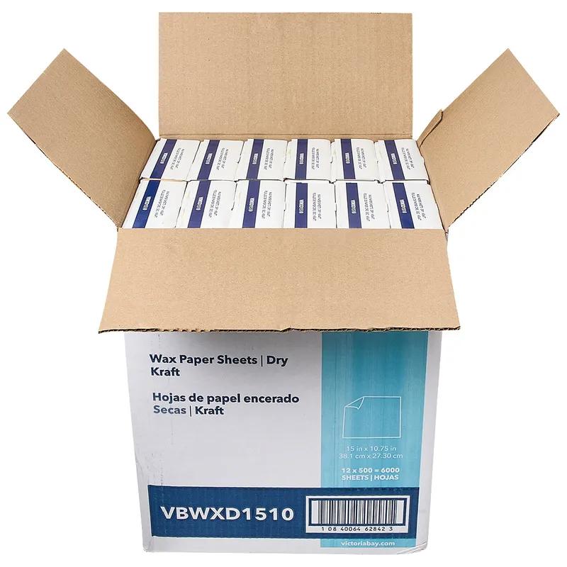 Victoria Bay Wax Paper 15X10.75 IN Kraft Dry 500 Sheets/Pack 12 Packs/Case 6000 Count/Case