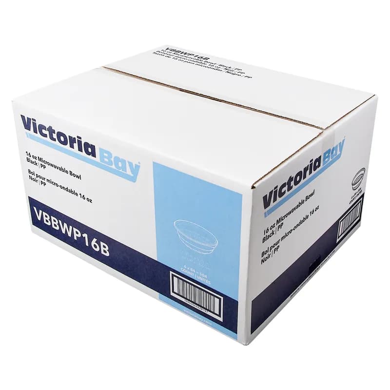 Victoria Bay Bowl 16 OZ PP Black Microwave Safe 84 Count/Pack 6 Packs/Case 504 Count/Case