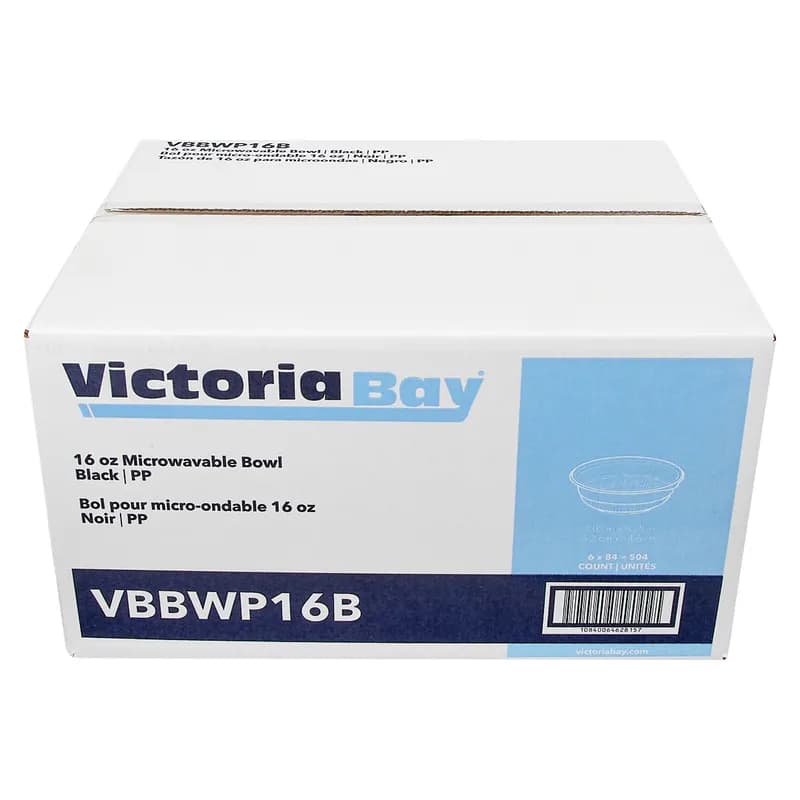 Victoria Bay Bowl 16 OZ PP Black Microwave Safe 84 Count/Pack 6 Packs/Case 504 Count/Case