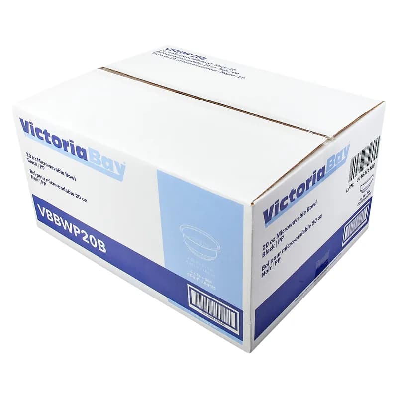 Victoria Bay Bowl 20 OZ PP Black Microwave Safe 84 Count/Pack 6 Packs/Case 504 Count/Case