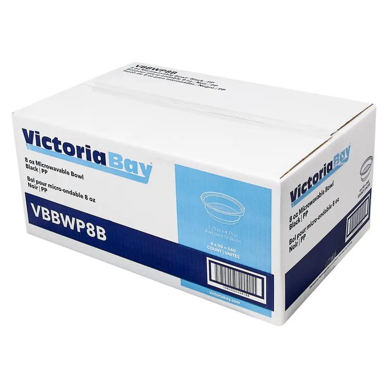 Victoria Bay Bowl 8 OZ PP Black Microwave Safe 90 Count/Pack 6 Packs/Case 540 Count/Case