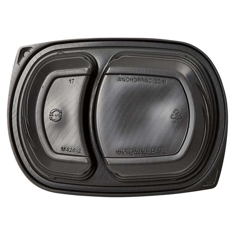 Victoria Bay Food Container 20 OZ 2 Compartment MFPP Black Oblong 63 Count/Pack 4 Packs/Case 252 Count/Case