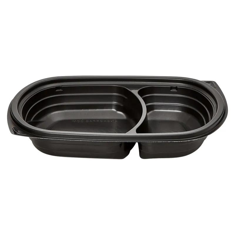 Victoria Bay Food Container 20 OZ 2 Compartment MFPP Black Oblong 63 Count/Pack 4 Packs/Case 252 Count/Case