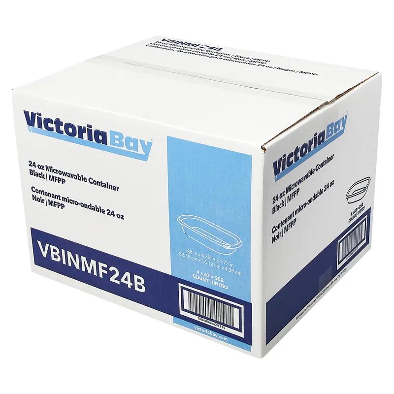 Victoria Bay Food Container 24 OZ MFPP Black Oblong Microwave Safe 63 Count/Pack 4 Packs/Case 252 Count/Case