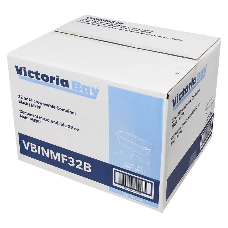 Victoria Bay Food Container 32 OZ MFPP Black Oblong Microwave Safe 63 Count/Pack 4 Packs/Case 252 Count/Case