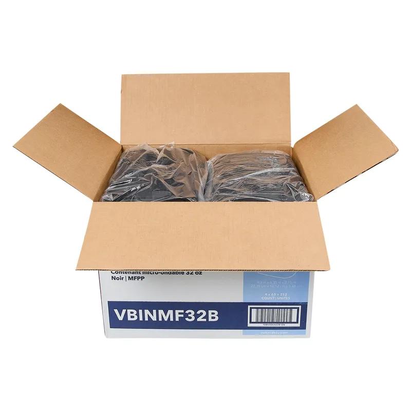 Victoria Bay Food Container 32 OZ MFPP Black Oblong Microwave Safe 63 Count/Pack 4 Packs/Case 252 Count/Case