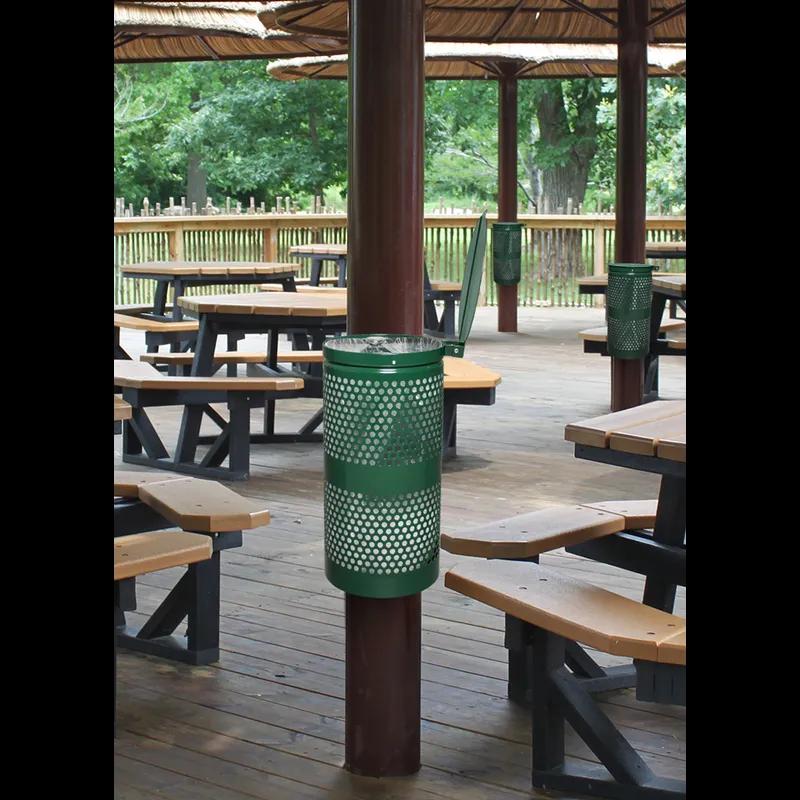 Landscape Series Outdoor Trash Receptacle 10 GAL Hunter Green Steel 1/Each