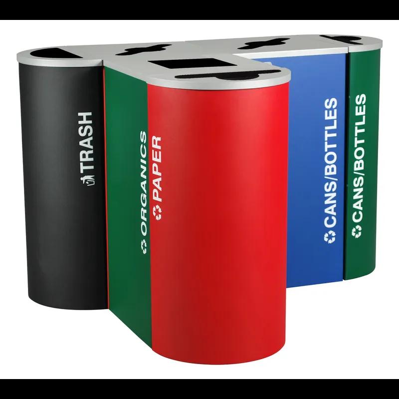 Paper Trash Can 8 GAL Ruby Half Round Steel 1/Each