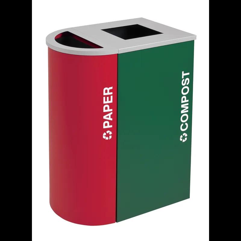 Paper Trash Can 8 GAL Ruby Half Round Steel 1/Each