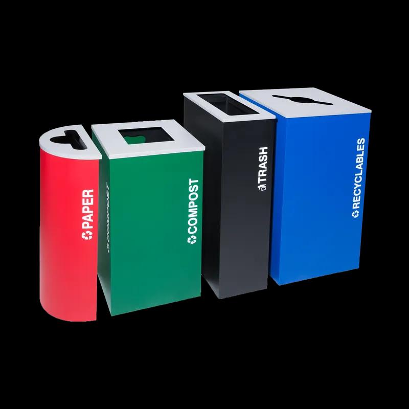 Paper Trash Can 8 GAL Ruby Half Round Steel 1/Each