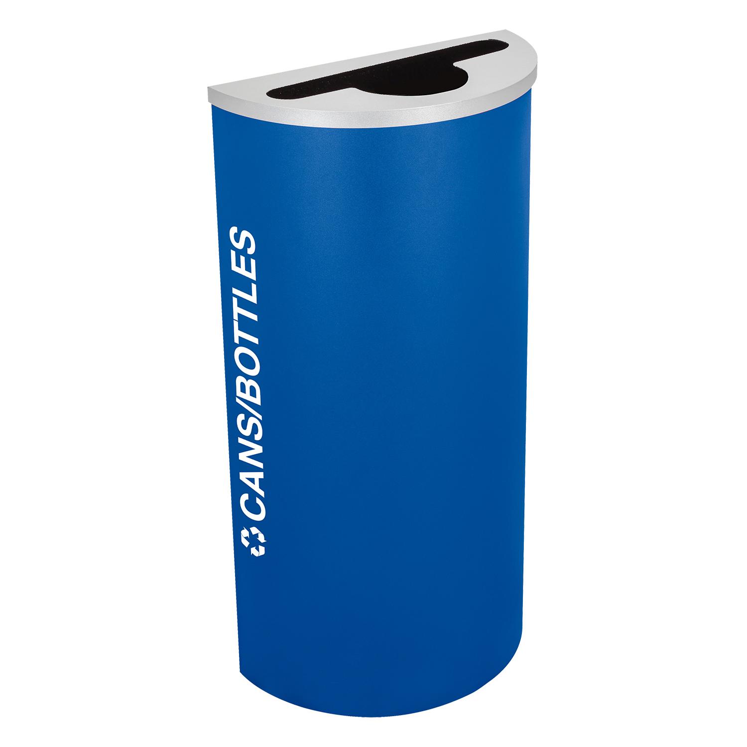 Kaleidoscope Trash & Recycling Bin 8 GAL Royal Texture Half Round Steel 1/Each