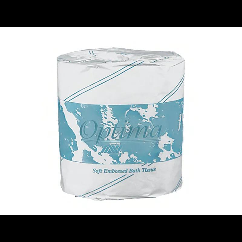 Optima Toilet Paper & Tissue Roll 4X3.4 IN 1PLY Embossed Standard 1000 Count/Roll 96 Rolls/Case