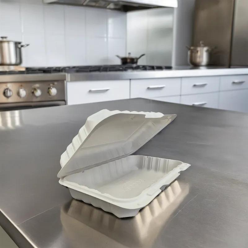 Pebble Box Take-Out Tray Hinged 9X7X2 IN PP Ivory 150/Case