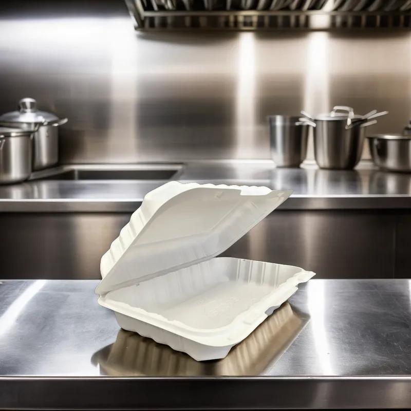 Pebble Box Take-Out Tray Hinged 9X7X2 IN PP Ivory 150/Case