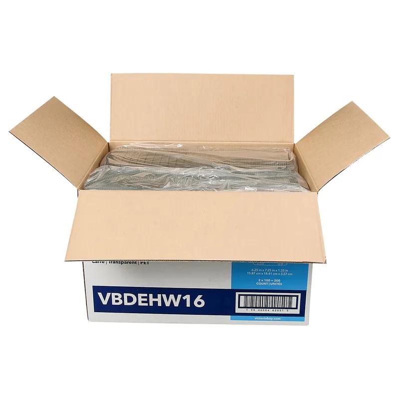 Victoria Bay Deli Container Hinged 16 OZ PET Clear Square Shallow 200/Case